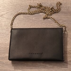 Melie Bianco Faux Leather Chain Black Crossbody Bag